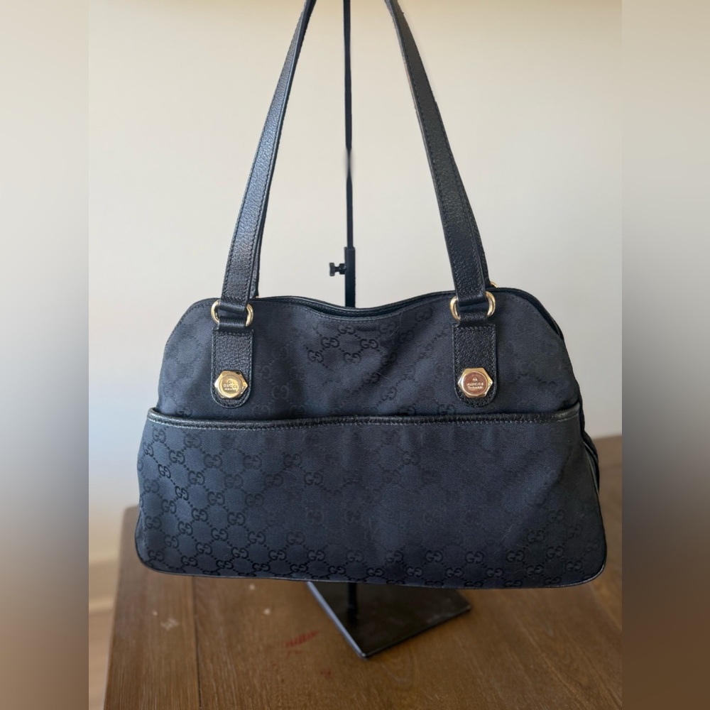 🖤✨Gucci Black GG Monogram Charmy Tote Bag – Vintage & Authentic ✨🖤